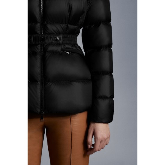 2022 MONCLER Boed Fur Collar Short Down Jacket Womens Waist Down Puffer Coat Winter Outerwear Black