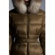 2022 MONCLER Boed Fur Collar Short Down Jacket Womens Waist Down Puffer Coat Winter Outerwear Natural Camel Beige