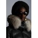 2022 MONCLER Laitue Fur Collar Short Down Jacket Womens Waist Down Puffer Coat Winter Outerwear Black