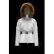 2022 MONCLER Laitue Fur Collar Short Down Jacket Womens Waist Down Puffer Coat Winter Outerwear Off White