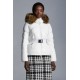 2022 MONCLER Laitue Fur Collar Short Down Jacket Womens Waist Down Puffer Coat Winter Outerwear Off White