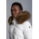 2022 MONCLER Laitue Fur Collar Short Down Jacket Womens Waist Down Puffer Coat Winter Outerwear Off White