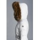 2022 MONCLER Laitue Fur Collar Short Down Jacket Womens Waist Down Puffer Coat Winter Outerwear Off White