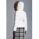 2022 MONCLER Laitue Fur Collar Short Down Jacket Womens Waist Down Puffer Coat Winter Outerwear Off White