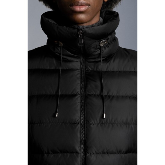 2022 MONCLER Marquer Short Down Jacket Womens Waist Down Puffer Coat Winter Outerwear Black