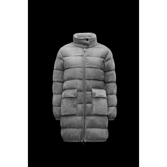 2022 Moncler Abricotier Parka Long Down Jacket Women Down Puffer Coat Winter Outerwear Metallic Silver