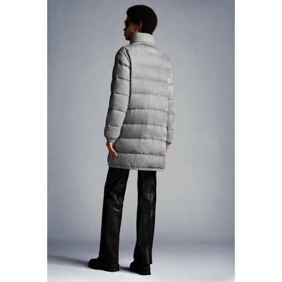 2022 Moncler Abricotier Parka Long Down Jacket Women Down Puffer Coat Winter Outerwear Metallic Silver