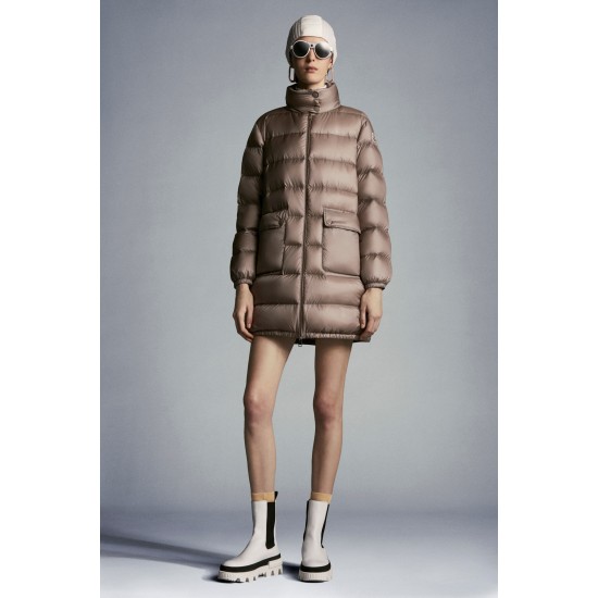 2022 Moncler Abricotier Parka Long Down Jacket Women Down Puffer Coat Winter Outerwear Oatmeal Beige