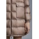 2022 Moncler Abricotier Parka Long Down Jacket Women Down Puffer Coat Winter Outerwear Oatmeal Beige