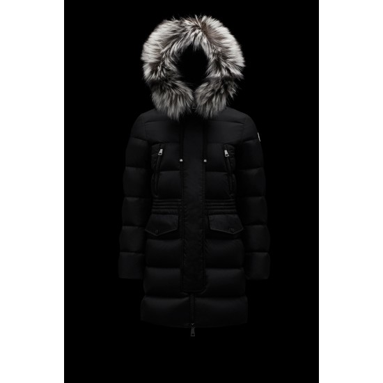 2022 Moncler Aphroti Parka Fur Hooded Collar Long Down Jacket Women Down Puffer Coat Winter Outerwear Black