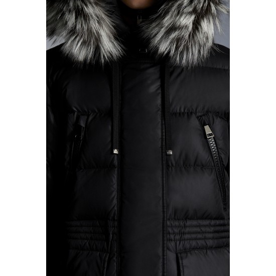 2022 Moncler Aphroti Parka Fur Hooded Collar Long Down Jacket Women Down Puffer Coat Winter Outerwear Black