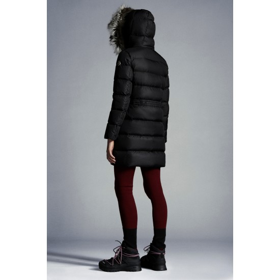 2022 Moncler Aphroti Parka Fur Hooded Collar Long Down Jacket Women Down Puffer Coat Winter Outerwear Black