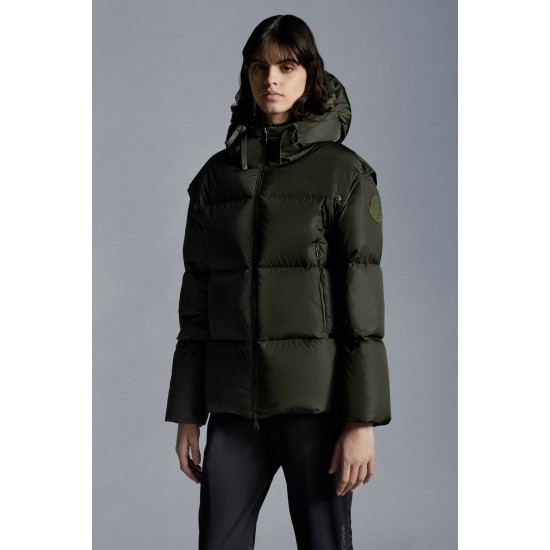 2022 Moncler Asaret Short Down Jacket Women Down Puffer Coat Winter Outerwear Dark Army Green