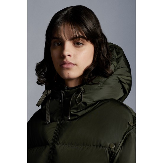 2022 Moncler Asaret Short Down Jacket Women Down Puffer Coat Winter Outerwear Dark Army Green