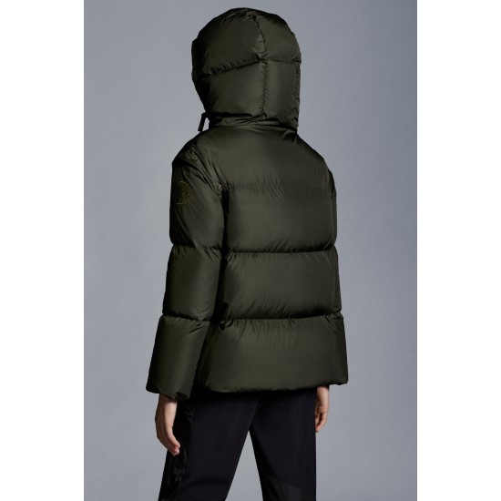 2022 Moncler Asaret Short Down Jacket Women Down Puffer Coat Winter Outerwear Dark Army Green