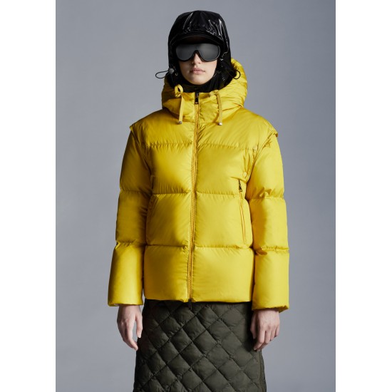 2022 Moncler Asaret Short Hooded Down Jacket Women Down Puffer Coat Winter Outerwear Yellow