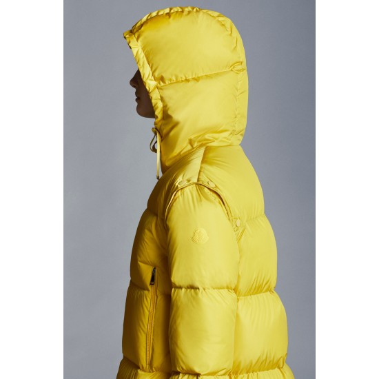 2022 Moncler Asaret Short Hooded Down Jacket Women Down Puffer Coat Winter Outerwear Yellow