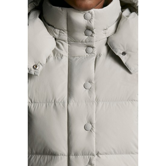 2022 Moncler Avoine Short Down Jacket Women Down Puffer Coat Winter Outerwear Light Grey