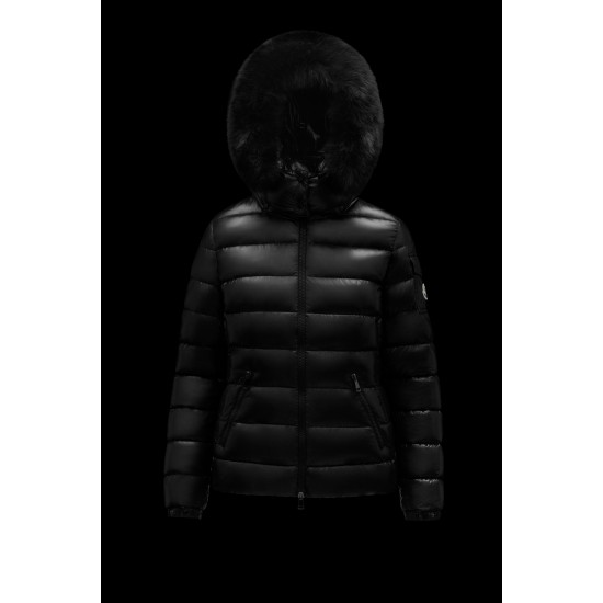 2022 Moncler Badyfur Collar Short Down Jacket Women Down Puffer Coat Winter Outerwear Black