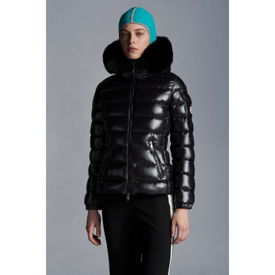 2022 Moncler Badyfur Collar Short Down Jacket Women Down Puffer Coat Winter Outerwear Black