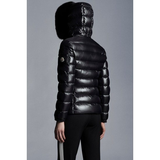 2022 Moncler Badyfur Collar Short Down Jacket Women Down Puffer Coat Winter Outerwear Black