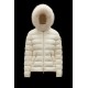 2022 Moncler Badyfur Collar Short Down Jacket Women Down Puffer Coat Winter Outerwear White