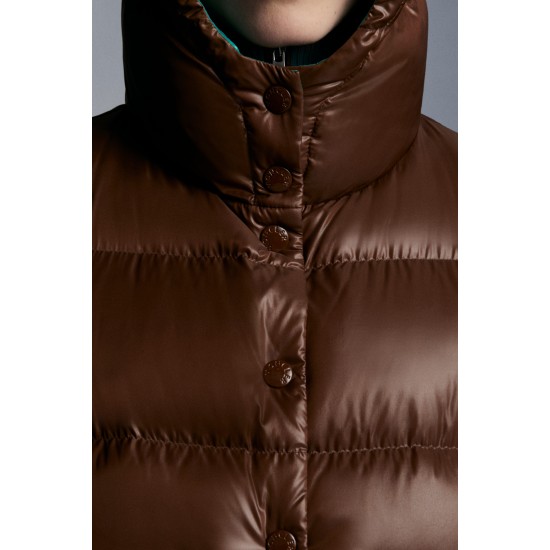 2022 Moncler Bardanette Short Down Jacket Women Down Puffer Coat Winter Outerwear Walnut Brown