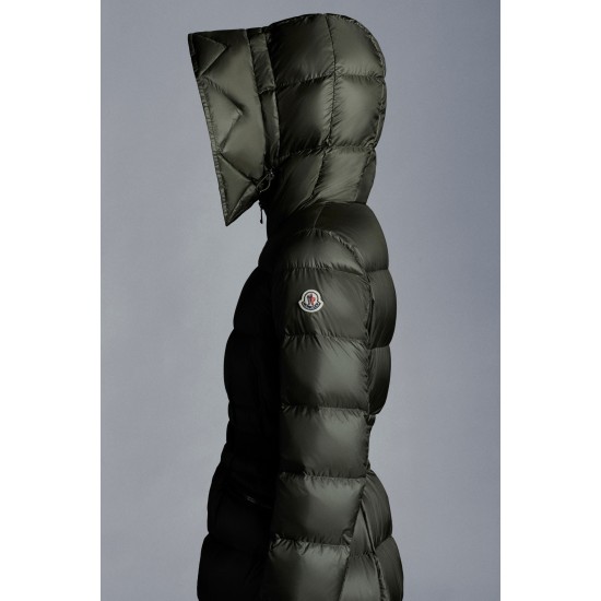 2022 Moncler Boedic Parka Fur Collar Long Down Jacket Women Down Puffer Coat Winter Outerwear Army Green