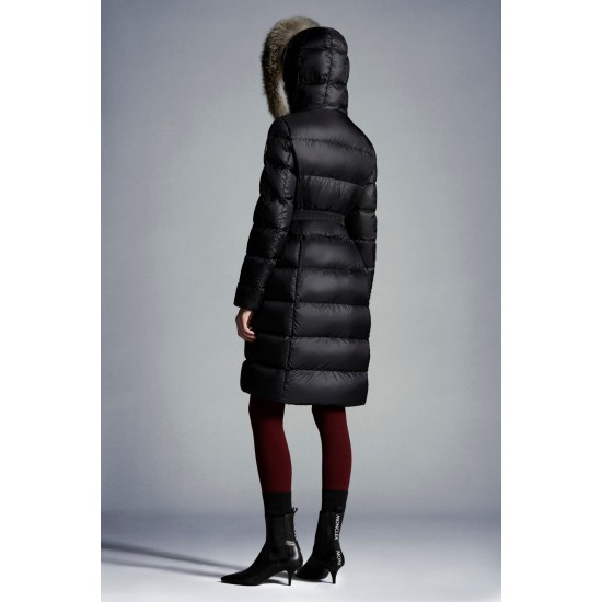 2022 Moncler Boedic Parka Fur Collar Long Down Jacket Women Down Puffer Coat Winter Outerwear Black