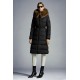 2022 Moncler Boucage Parka Long Down Jacket Women Fur Hooded Collar Down Puffer Coat Winter Outerwear Black