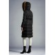 2022 Moncler Boucage Parka Long Down Jacket Women Fur Hooded Collar Down Puffer Coat Winter Outerwear Black