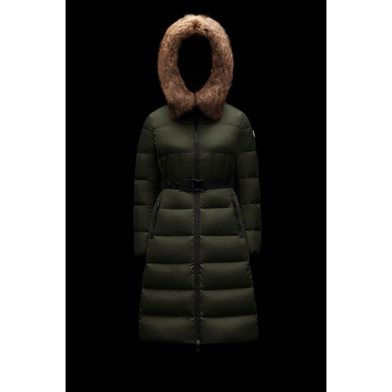 2022 Moncler Boucage Parka Long Down Jacket Women Fur Hooded Collar Down Puffer Coat Winter Outerwear Black