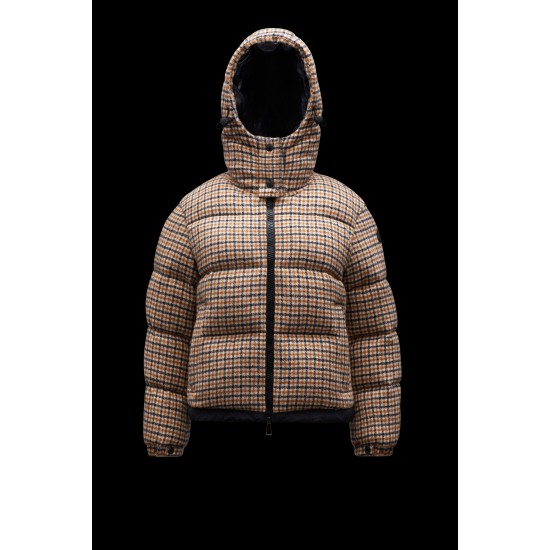 2022 Moncler Bugrane Short Hooded Down Jacket Women Down Puffer Coat Winter Outerwear Burnt Orange And Black Check