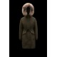 2022 Moncler Cameline Parka Fur Hooded Collar Long Down Jacket Women Down Puffer Coat Winter Outerwear Army Green