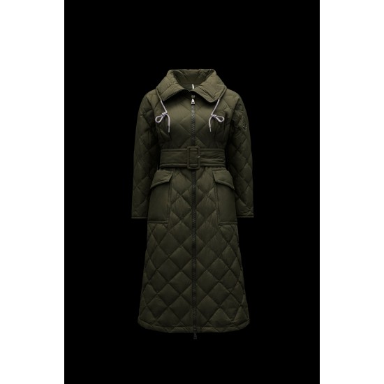 2022 Moncler Caprier Parka Long Down Jacket Women Down Puffer Coat Winter Outerwear Army Green