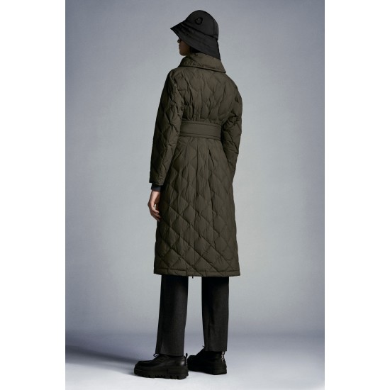 2022 Moncler Caprier Parka Long Down Jacket Women Down Puffer Coat Winter Outerwear Army Green