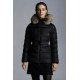 2022 Moncler Clion Parka Short Down Jacket Women Waist Fur Hooded Collar Down Puffer Coat Winter Outerwear Black