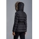 2022 Moncler Clion Parka Short Down Jacket Women Waist Fur Hooded Collar Down Puffer Coat Winter Outerwear Night Blue