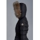 2022 Moncler Clion Parka Short Down Jacket Women Waist Fur Hooded Collar Down Puffer Coat Winter Outerwear Night Blue