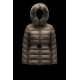 2022 Moncler Cupidone Fur Collar Short Down Jacket Women Waist Down Puffer Coat Winter Outerwear Taupe