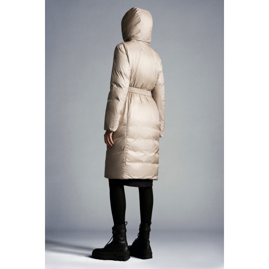 2022 Moncler Ecbalie Parka Hooded Long Down Jacket Women Down Puffer Coat Winter Outerwear Sand Beige