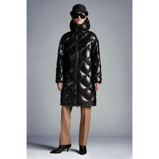 2022 Moncler Echinops Parka Hooded Long Down Jacket Women Down Puffer Coat Winter Outerwear Black