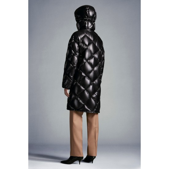 2022 Moncler Echinops Parka Hooded Long Down Jacket Women Down Puffer Coat Winter Outerwear Black