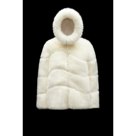 2022 Moncler Epilobe Short Down Jacket Women Down Puffer Coat Winter Outerwear Silk White