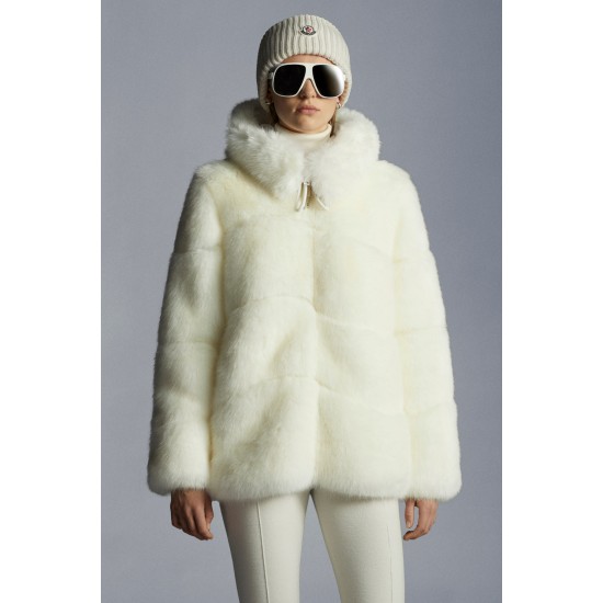 2022 Moncler Epilobe Short Down Jacket Women Down Puffer Coat Winter Outerwear Silk White