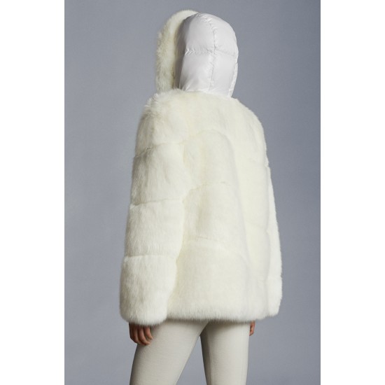 2022 Moncler Epilobe Short Down Jacket Women Down Puffer Coat Winter Outerwear Silk White