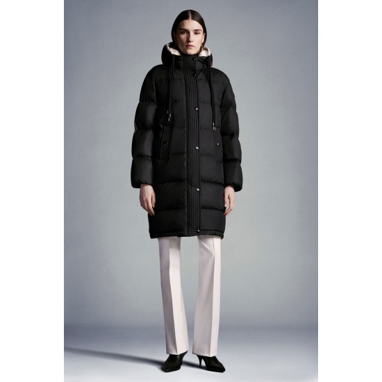 2022 Moncler Erysimum Parka Hooded Long Down Jacket Women Down Puffer Coat Winter Outerwear Black