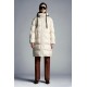 2022 Moncler Erysimum Parka Hooded Long Down Jacket Women Down Puffer Coat Winter Outerwear Butter White