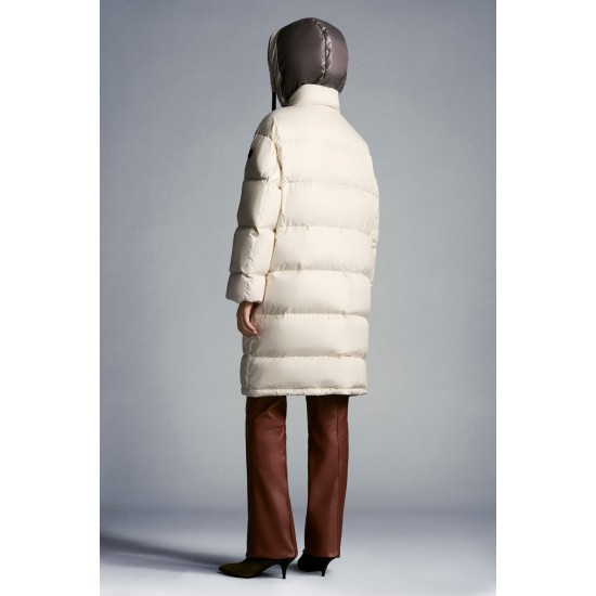 2022 Moncler Erysimum Parka Hooded Long Down Jacket Women Down Puffer Coat Winter Outerwear Butter White