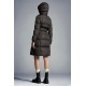 2022 Moncler Feuille Parka Hooded Long Down Jacket Women Down Puffer Coat Winter Outerwear Dark Gray